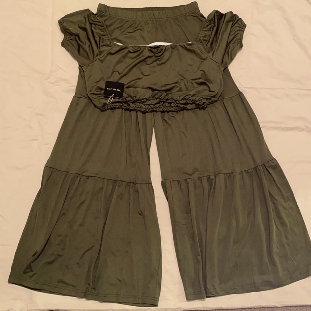 💚Ladies two piece crop top wide leg pants set💚